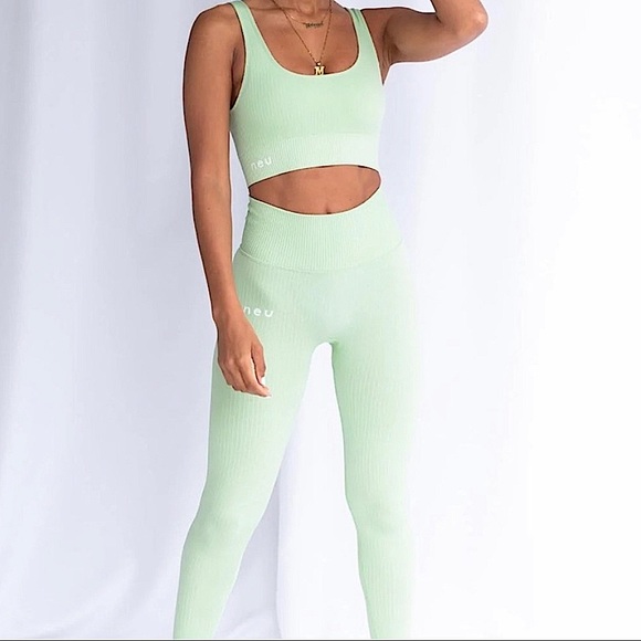 Neu Apparel Pants - NWOT Neu Apparel Mint Green Ribbed Crop Leggings